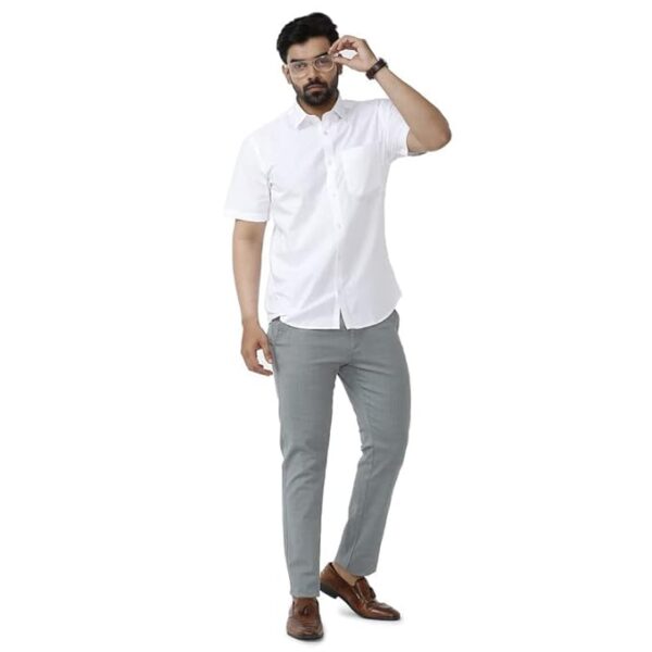 Men's White Cotton Slim Fit Formal Shirt – Half Sleeve, Trendy & Elegant (Pack of 1) - Image 2