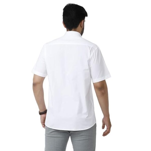 Men's White Cotton Slim Fit Formal Shirt – Half Sleeve, Trendy & Elegant (Pack of 1) - Image 3