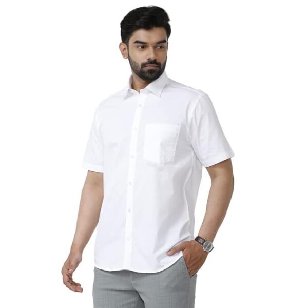 Men's White Cotton Slim Fit Formal Shirt – Half Sleeve, Trendy & Elegant (Pack of 1)