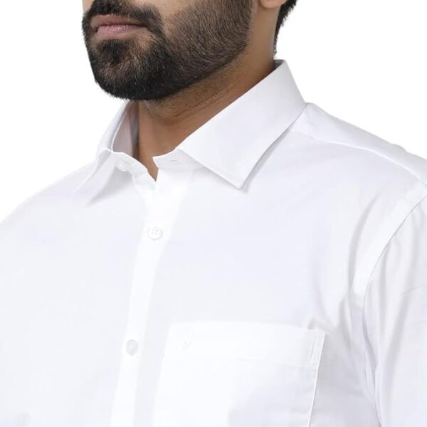 Men's White Cotton Slim Fit Formal Shirt – Half Sleeve, Trendy & Elegant (Pack of 1) - Image 4