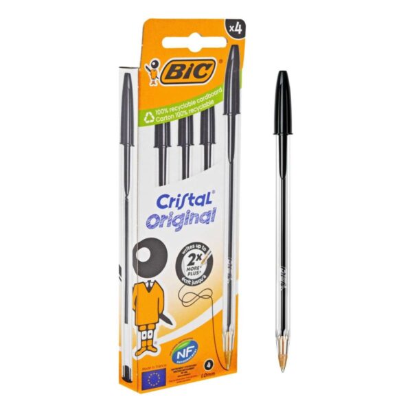 Bic Cristal Original Pens Black 1mm 4 Pack